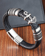 Vintage Anchor Handmade Leather Bracelet