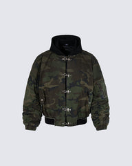 Camouflage Hooded Bomber Jacket