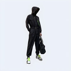 Dark Hooded Overalls