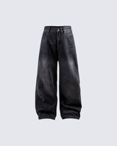 Washed Black Wide-Leg Jeans