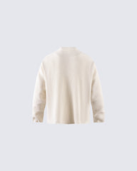 Graphic Printed Waffle Knit Sweatshirt