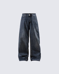 Vintage Washed Wide-Leg Jeans