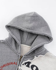 Design Contrast Patchwork Hooded Sweatshirt