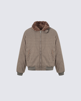 laid Bomber Jacket with Faux Fur Collar