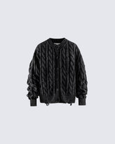Autumn Winter New Cable Knit Button-Up Sweater