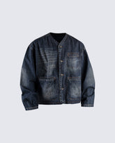 Autumn Winter New Vintage Washed Denim Jacket