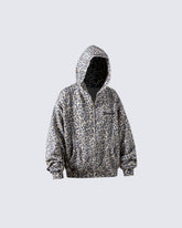 Leopard Print Zip-Up Hoodie