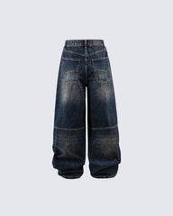 Winter New Vintage Washed Panel Wide-Leg Jeans
