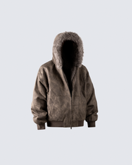 Faux Fur-Lined Hooded Jacket