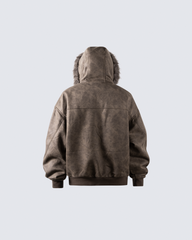 Faux Fur-Lined Hooded Jacket