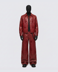Faux Leather Jacket with Spiderweb Panels