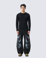 Heavywash Streetwear Wide-Leg Denim Pants