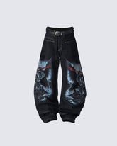 Heavywash Streetwear Wide-Leg Denim Pants