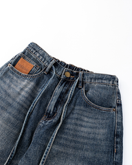 Zip-Off Panel Wide-Leg Denim Pants