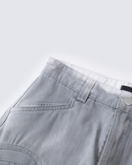 Grey Wide-Leg Panel Denim Pants