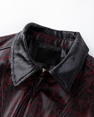 Vintage Burnished PU Leather Zip-Up Jacket