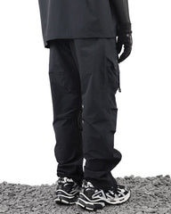Laminated Zipper Black Cargo Pants