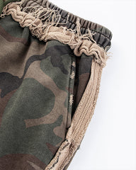 Fringe Waist Camouflage Wide-Leg Pants