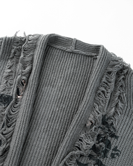 Distressed Long Knit Cardigan Coat