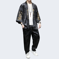 Black Japanese Kimono Robe