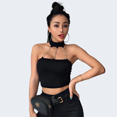 Black Top With Chain Straps