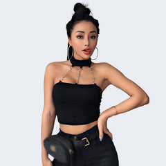 Black Top With Chain Straps