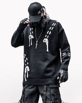 Color Block Drawstring Round Neck Lover Sweater