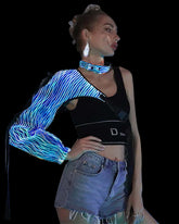 Cyberpunk Rave Clothing Luminous One Shoulder Sleeve Top