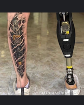 Cyberpunk Mechanical Leg Tattoo