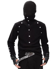 Dark Opium Style Button-Up Turtleneck Knit Sweater