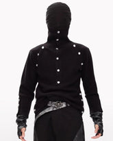 Dark Opium Style Button-Up Turtleneck Knit Sweater