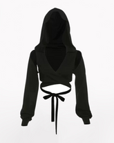 Darkwear Cross Tie Hood Blouse Crop Top