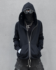 Opium Style Y2K Cut-Out Eye Full Zip Up Hoodie