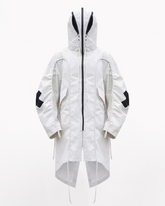 Street Drawstring Pleated Balaclava Hooded Trench Coat