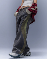 Flocked Wash Cyberpunk Streetwear Wide-Leg Pants