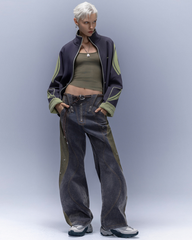 Flocked Wash Cyberpunk Streetwear Wide-Leg Pants