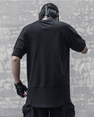 Functional Irregular Stitching Zipper Triangle Hem T-Shirt