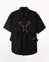 Functional Metal Ring Ribbon Shirt