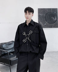 Functional Metal Ring Ribbon Shirt