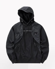 Functional Multi-Pockets Patchwork Hoodie
