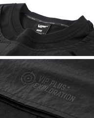Functional Patchwork Sleeve Pocket T-Shirt