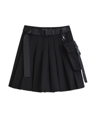 Functional Pocket Black Cargo Skirt