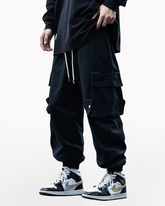 Streetwear Black Loose Large-Pocket Cargo Pants