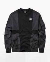 Functional Patchwork Pullover Sweatshirt