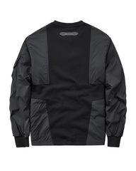 Functional Patchwork Pullover Sweatshirt