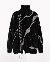 High Street Opium Style Lace-Up Turtleneck Sweater