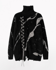 High Street Opium Style Lace-Up Turtleneck Sweater