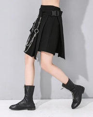 Funcional High Waist Pleated Cargo Skirt