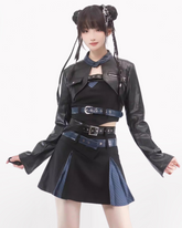 Mechanical Girl Leather Jacket Tank Skirt Set (Sold Separately)