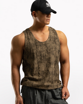 Men's Ripped Pleated Sleeveless Muscle Shirt